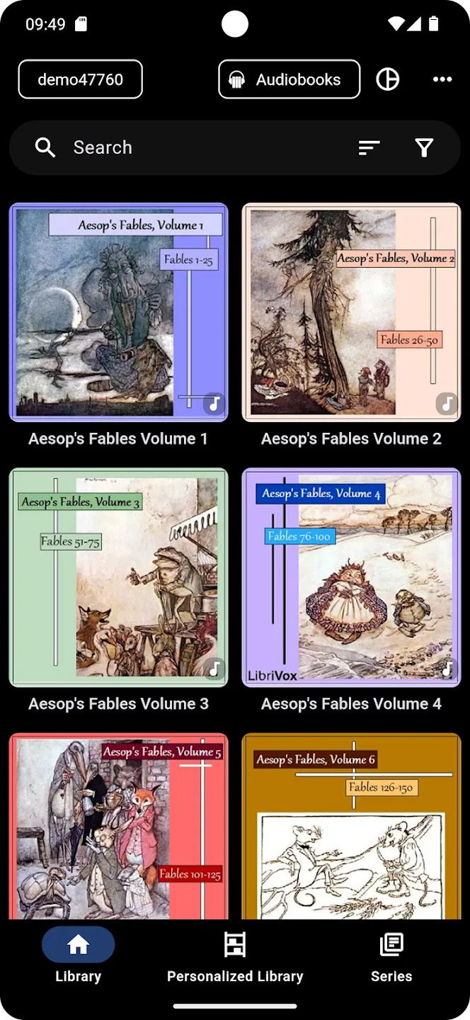 Buchable Library Screen showing audiobook list